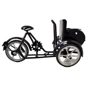 Vintage Rickshaw Wrought Iron Tricycle Bike Mini Die Cast Toy Display Black MCM